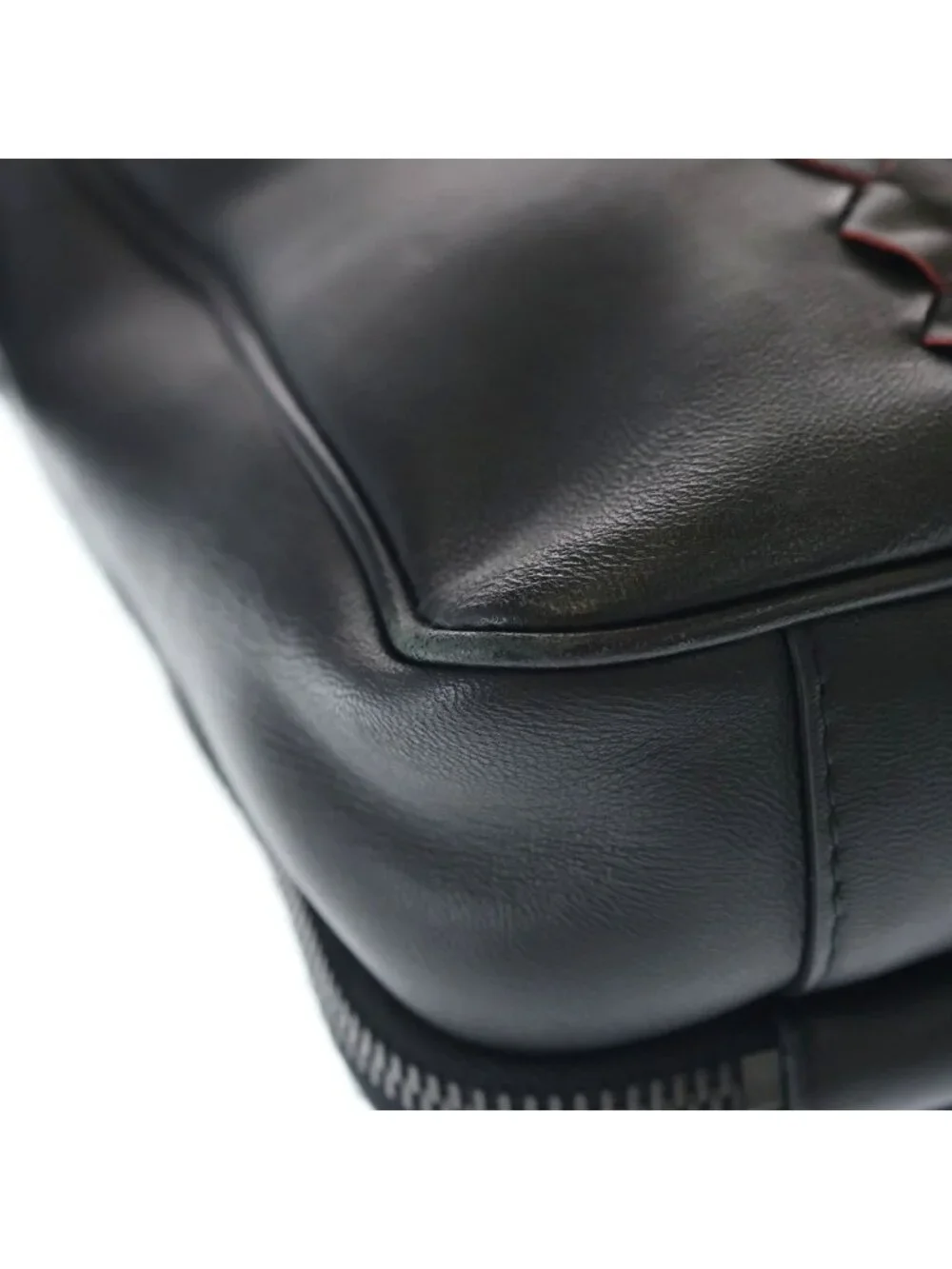 Bottega Veneta Intrecciato Shoulder Bag Black Orange Leather